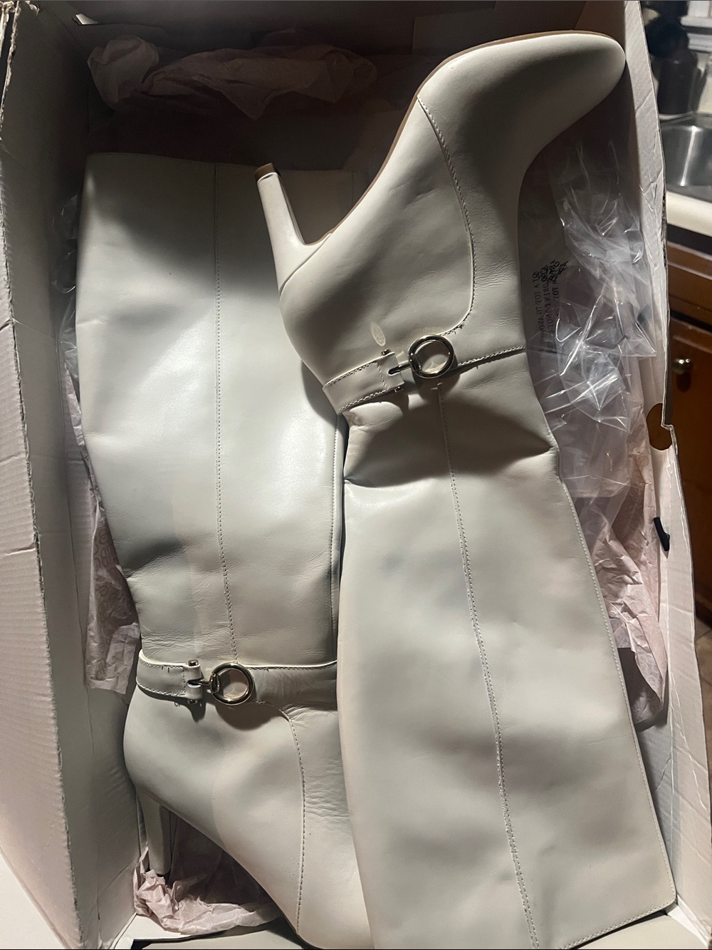 Bandolino Cream Over-the-Knee Ring-Accent Heeled Boots